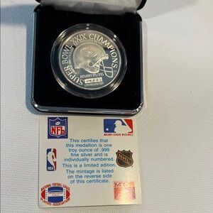 Super Bowl XXIX San Francisco 49’ers Champions .999 Silver - 1 oz. Medallion #d